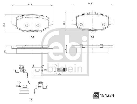 Set placute frana, frana disc FEBI BILSTEIN 184234