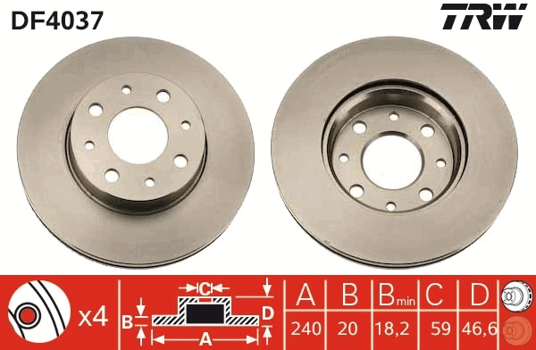 Disc frana TRW DF4037