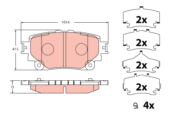 Set placute frana, frana disc TRW GDB2343
