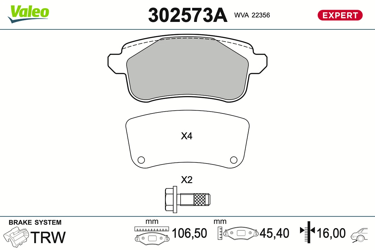 Set placute frana, frana disc VALEO 302573A