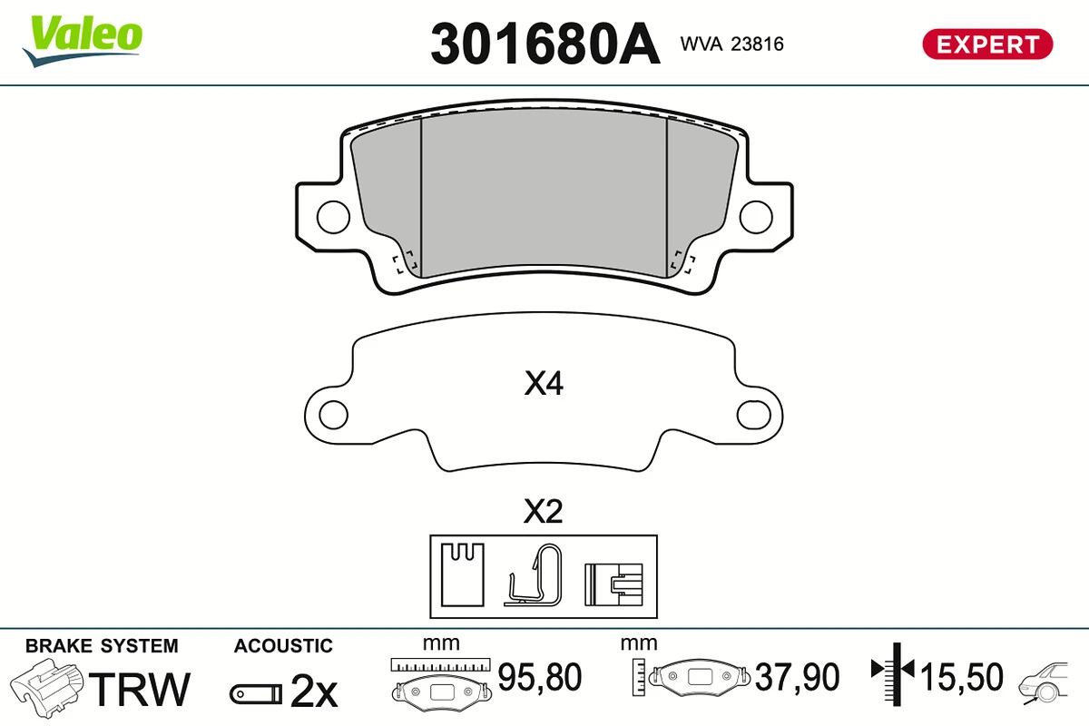 Set placute frana, frana disc VALEO 301680A