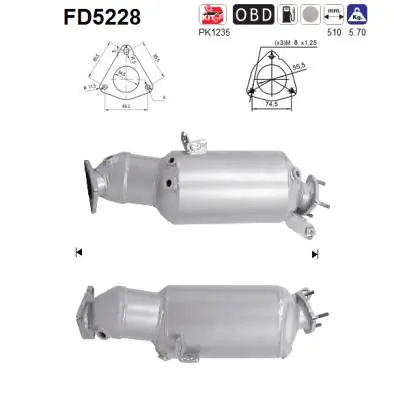 Filtru funingine/particule, sist.de esapament AS FD5228