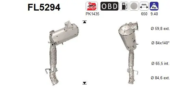 Filtru funingine/particule, sist.de esapament AS FL5294