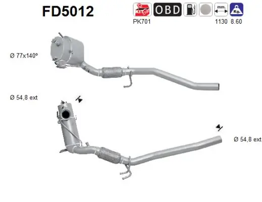 Filtru funingine/particule, sist.de esapament AS FD5012