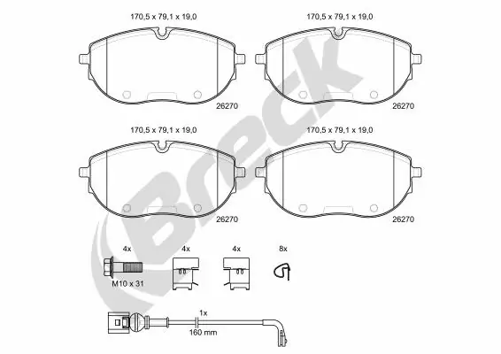 Set placute frana, frana disc BRECK 26270 00 703 00