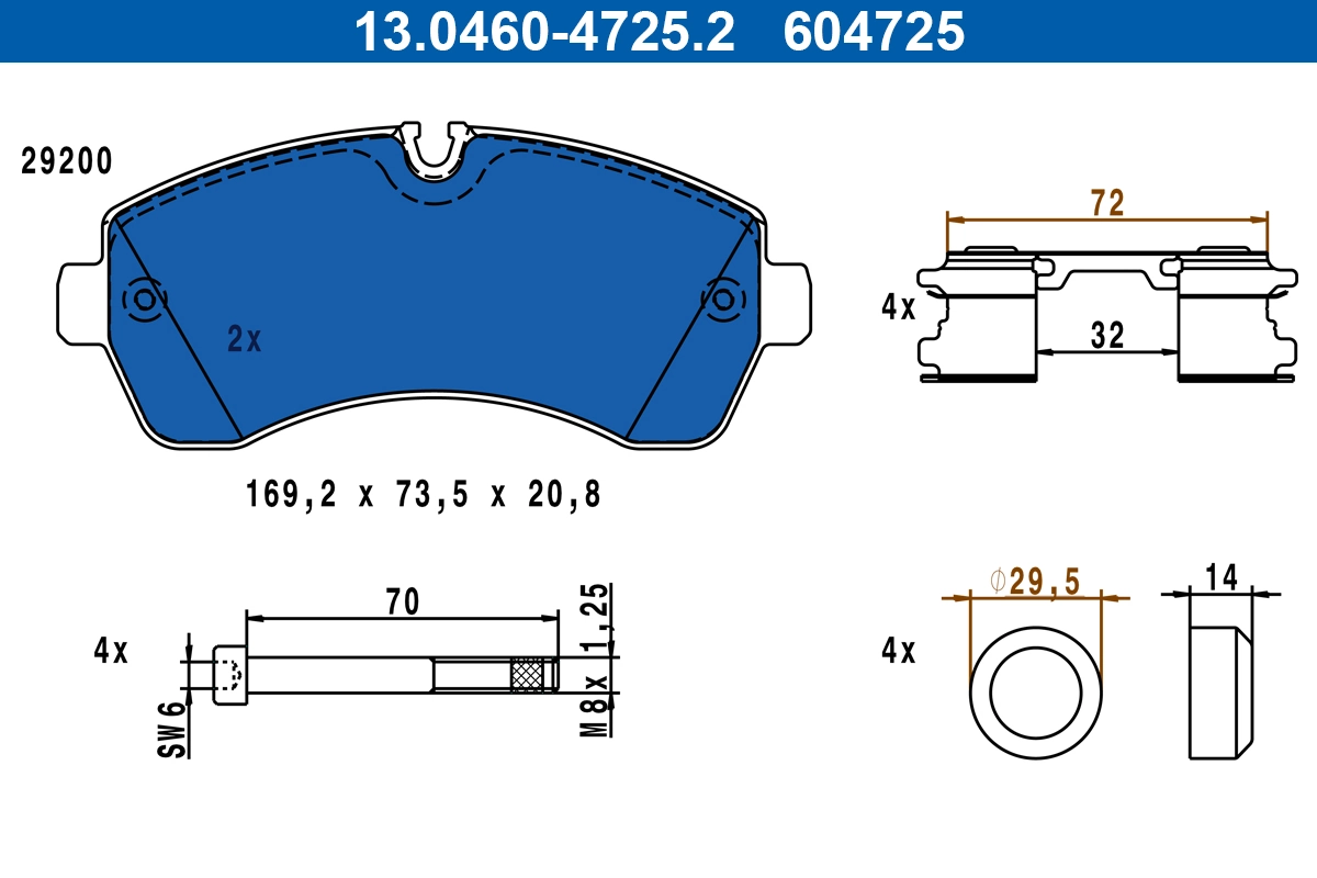 Set placute frana, frana disc ATE 13.0460-4725.2