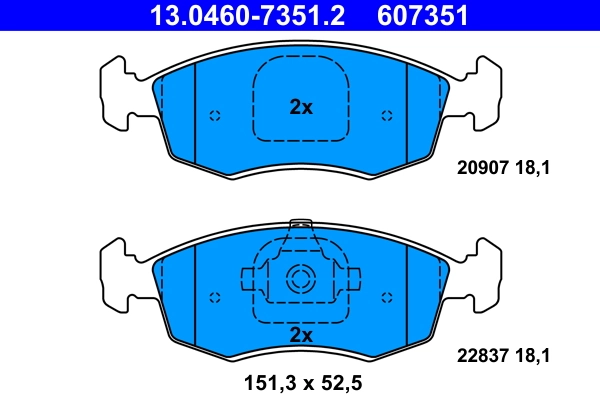 Set placute frana, frana disc ATE 13.0460-7351.2