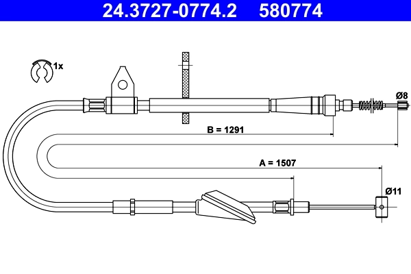 Cablu frana de parcare ATE 24.3727-0774.2