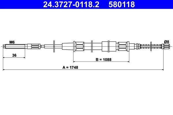 Cablu frana de parcare ATE 24.3727-0118.2