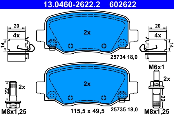 Set placute frana, frana disc ATE 13.0460-2622.2
