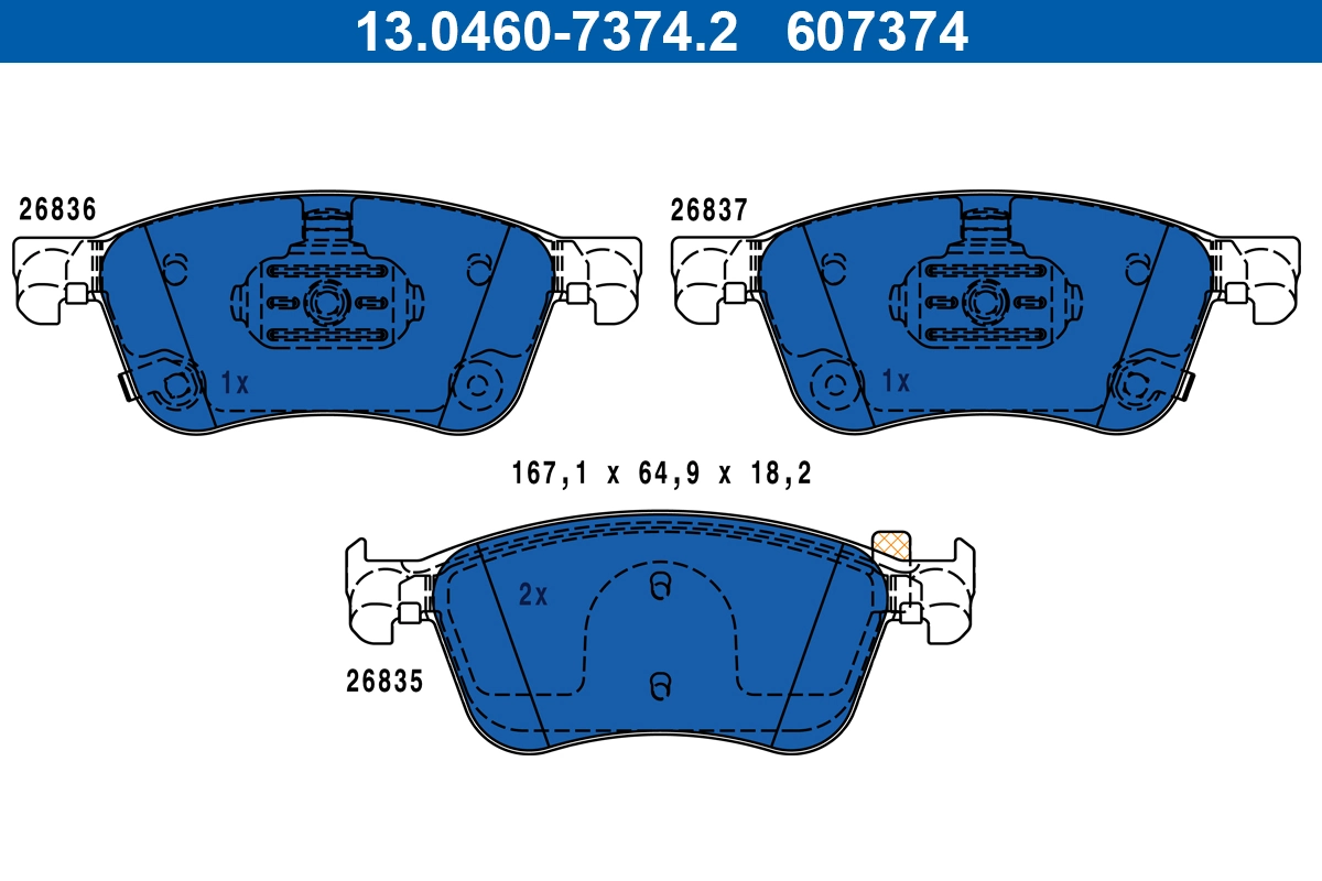 Set placute frana, frana disc ATE 13.0460-7374.2