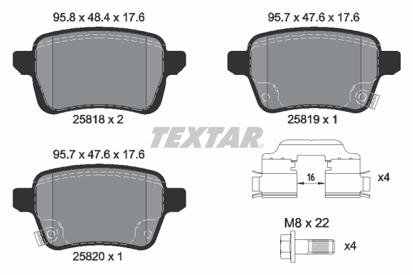 Set placute frana, frana disc TEXTAR 2581802