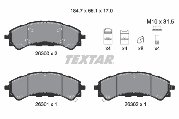 Set placute frana, frana disc TEXTAR 2630001