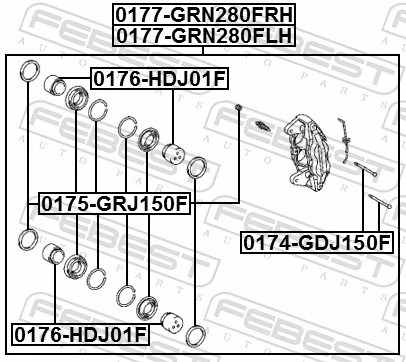 Surub ghidare, etrier frana FEBEST 0174-GDJ150F