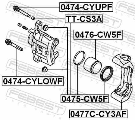 Set montaj etriere frana FEBEST 0477C-CY3AF