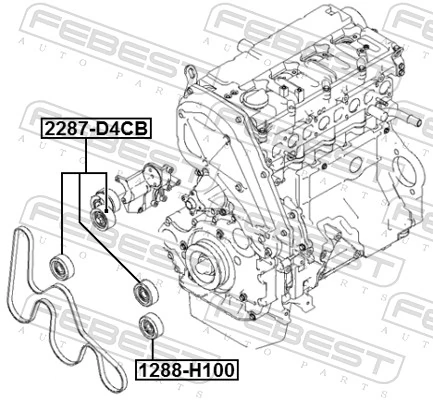 rola intinzator, curea transmisie FEBEST 2287-D4CB