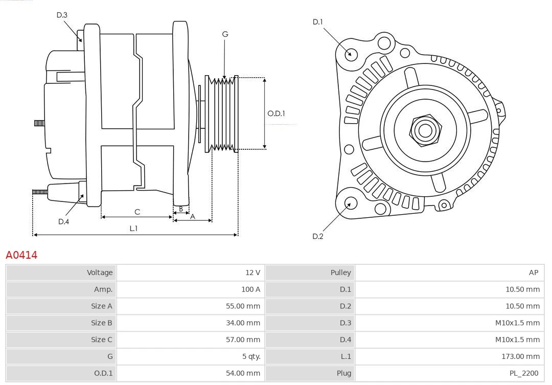 Generator/alternator AS-PL A0414