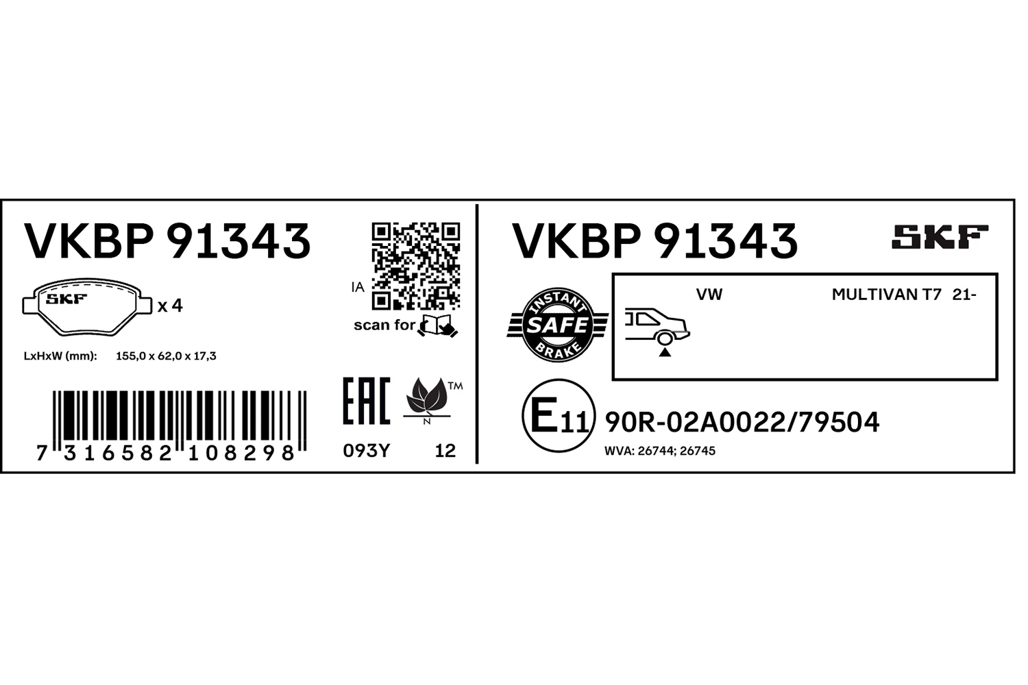 Set placute frana, frana disc SKF VKBP 91343