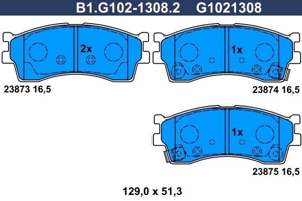 Set placute frana, frana disc GALFER B1.G102-1308.2