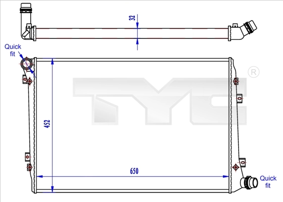 Radiator, racire motor TYC 737-0062-R