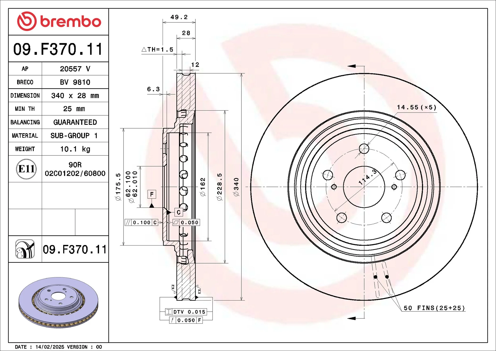 Disc frana BREMBO 09.F370.11