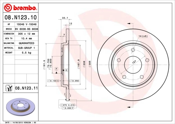 Disc frana BREMBO 08.N123.11