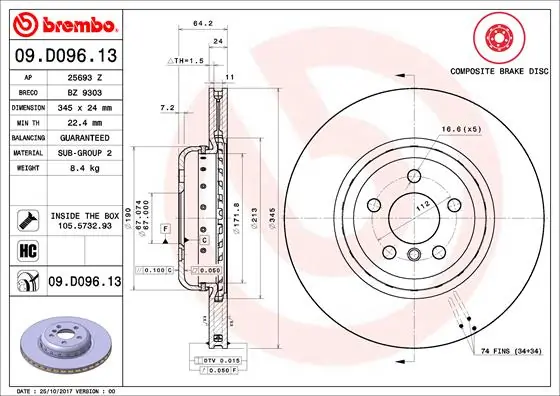 Disc frana BREMBO 09.D096.13