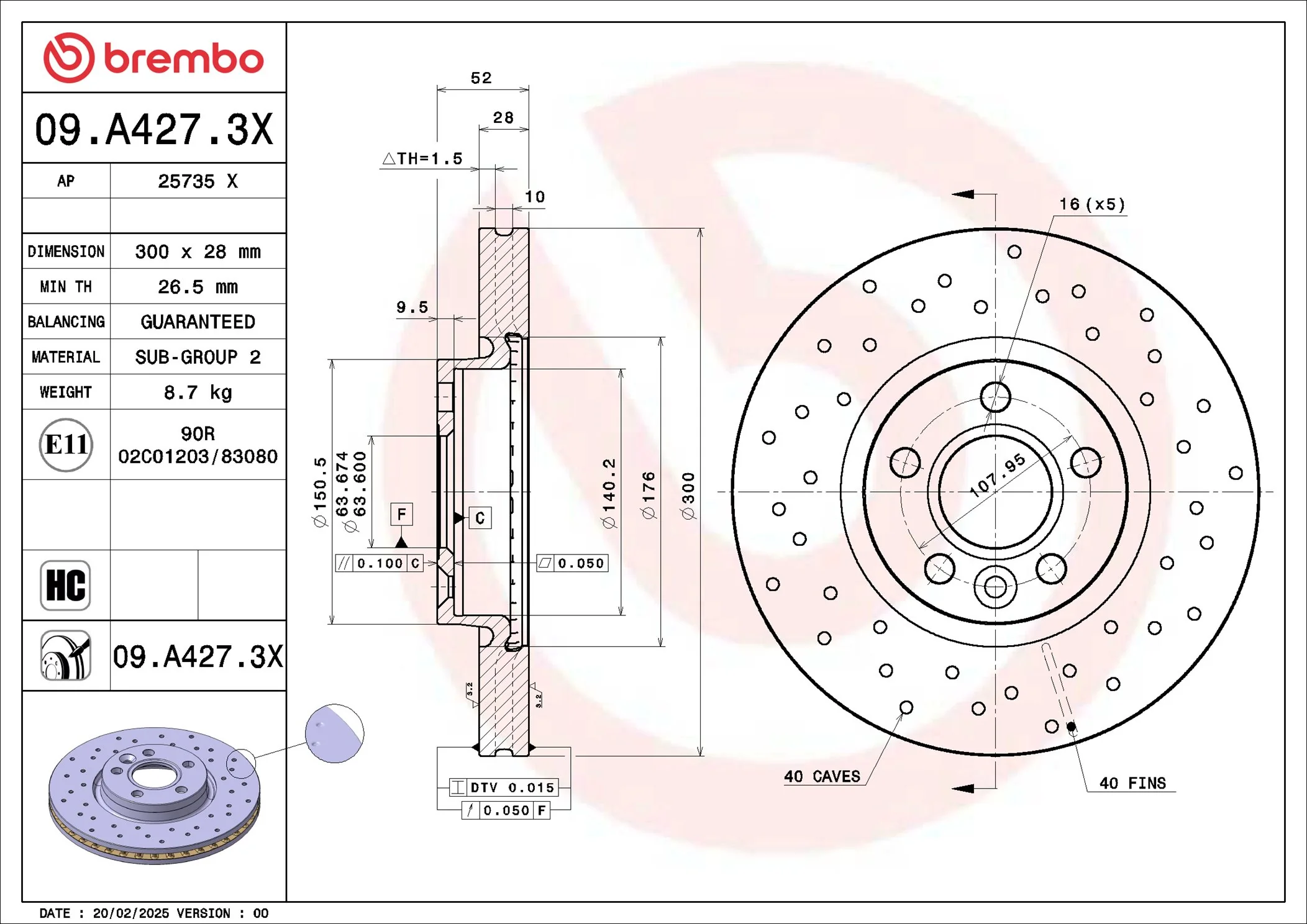 Disc frana BREMBO 09.A427.3X