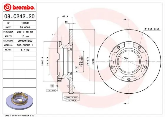 Disc frana BREMBO 08.C242.20