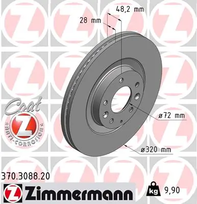 Disc frana ZIMMERMANN 370.3088.20