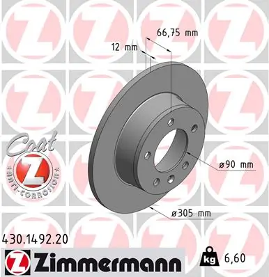 Disc frana ZIMMERMANN 430.1492.20