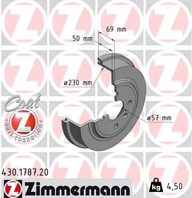 Tambur frana ZIMMERMANN 430.1787.20