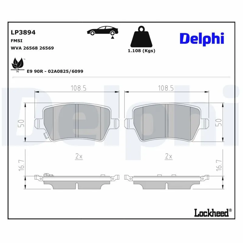 Set placute frana, frana disc DELPHI LP3894