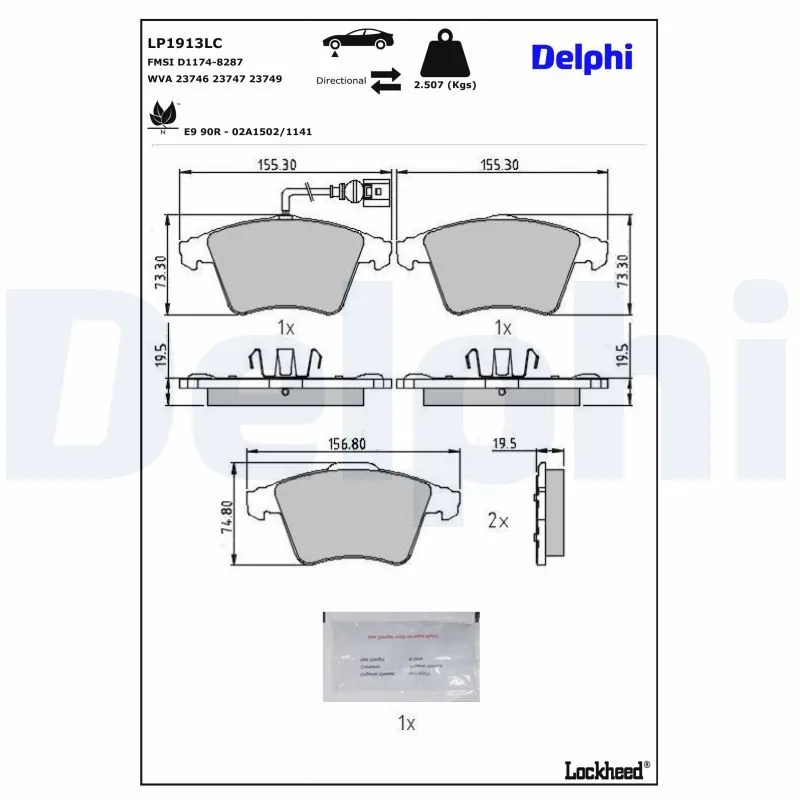 Set placute frana, frana disc DELPHI LP1913LC