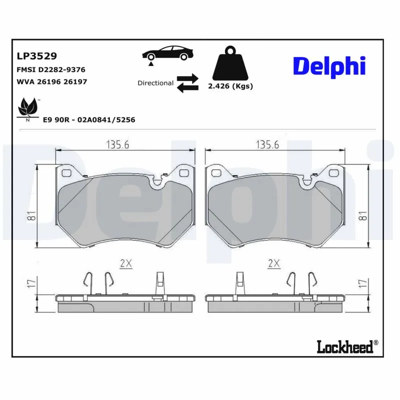 Set placute frana, frana disc DELPHI LP3529
