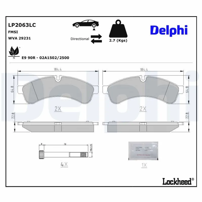 Set placute frana, frana disc DELPHI LP2063LC
