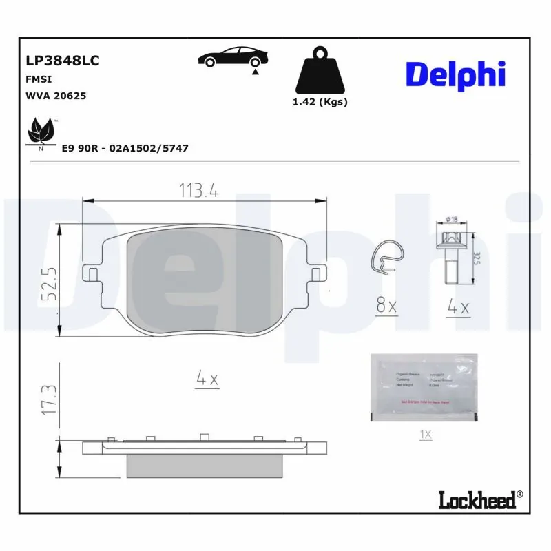 Set placute frana, frana disc DELPHI LP3848LC