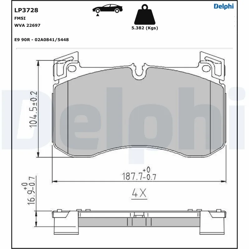 Set placute frana, frana disc DELPHI LP3728