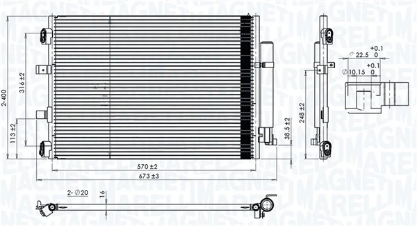 Condensator, climatizare MAGNETI MARELLI 350203106500