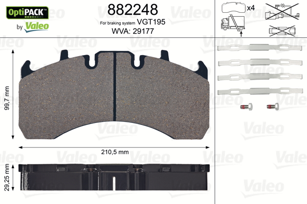 Set placute frana, frana disc VALEO 882248