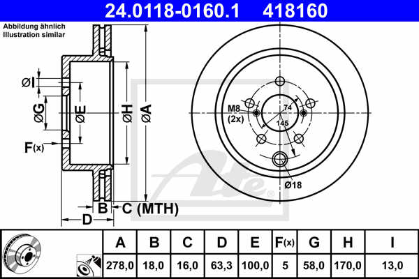 Disc frana ATE 24.0118-0160.1