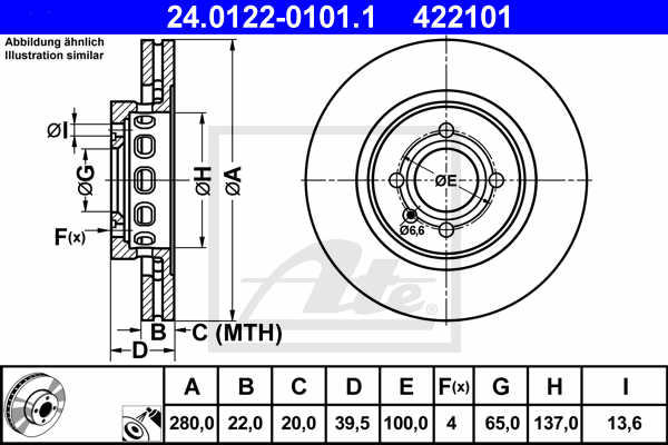 Disc frana ATE 24.0122-0101.1