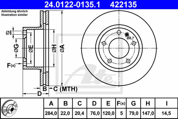 Disc frana ATE 24.0122-0135.1