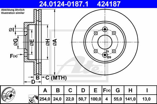Disc frana ATE 24.0124-0187.1
