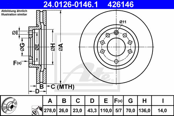 Disc frana ATE 24.0126-0146.1