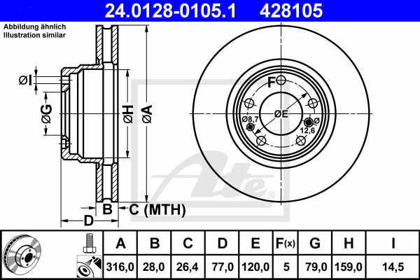 Disc frana ATE 24.0128-0105.1