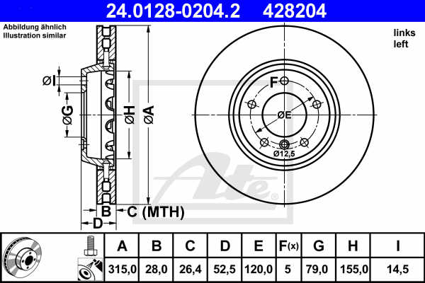 Disc frana ATE 24.0128-0204.2