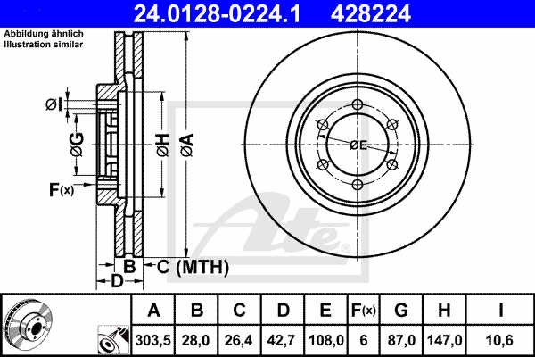 Disc frana ATE 24.0128-0224.1