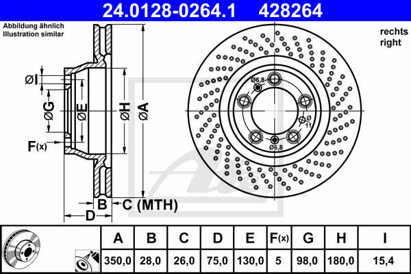 Disc frana ATE 24.0128-0264.1