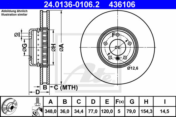 Disc frana ATE 24.0136-0106.2